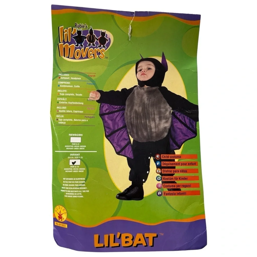 Rubie's Lil' Bat Infant Size 6-12 Months Halloween Costume Baby Plush